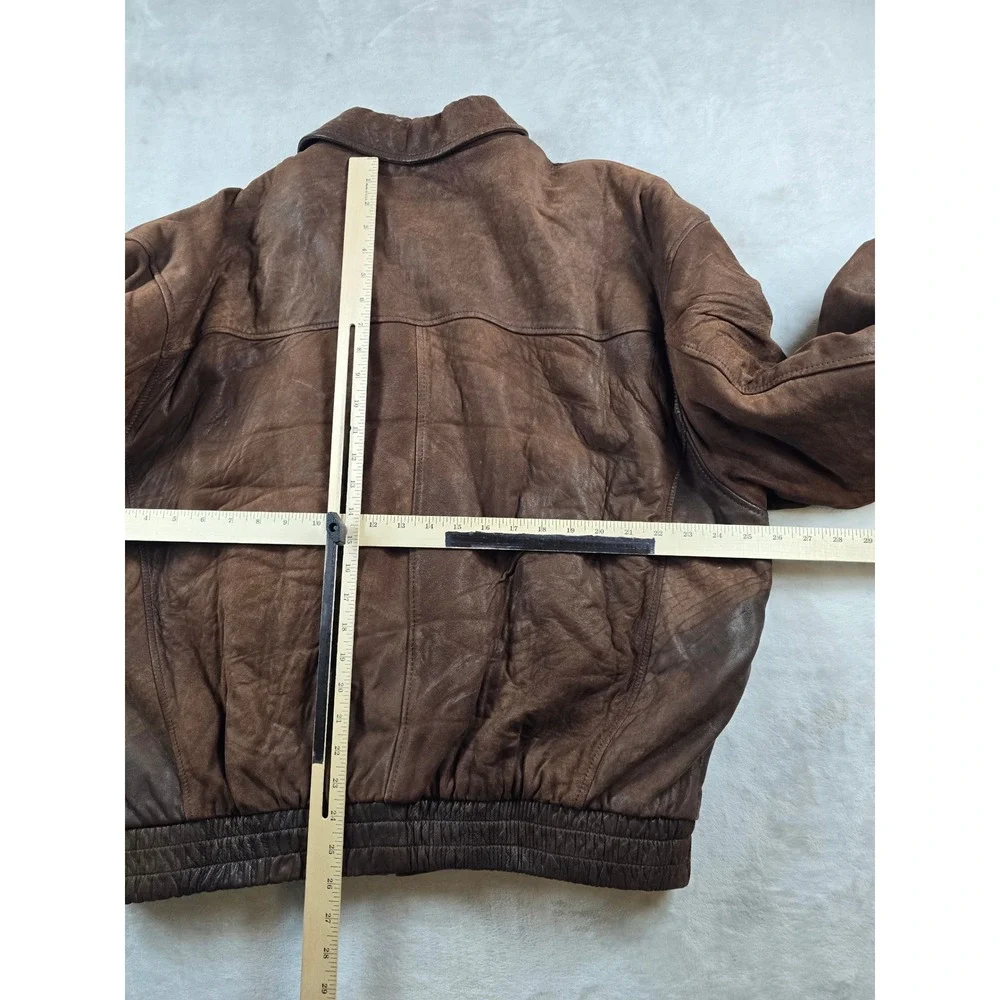 Vintage Banana Republic Suede Leather Bomber Jacket Men Large 46 Brown Insulated